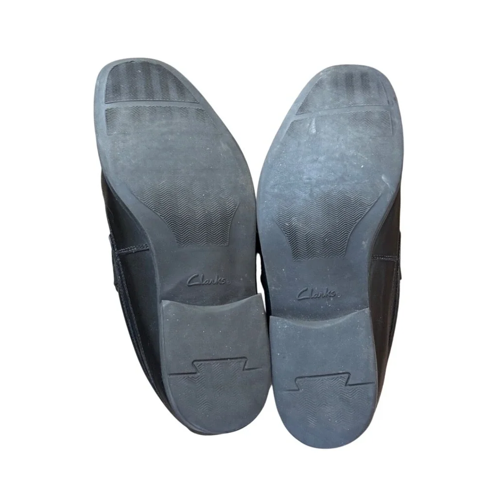 Clarks Collection Loafers Mens 10.5 Black Good Leather Square Toe Slip On Shoes